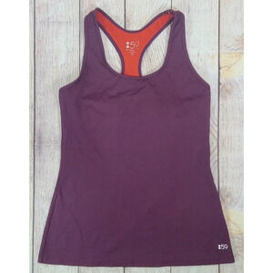 Splits 59 Racerback Tank Top Women's Large Purple Orange Rust Built in Bra Yoga